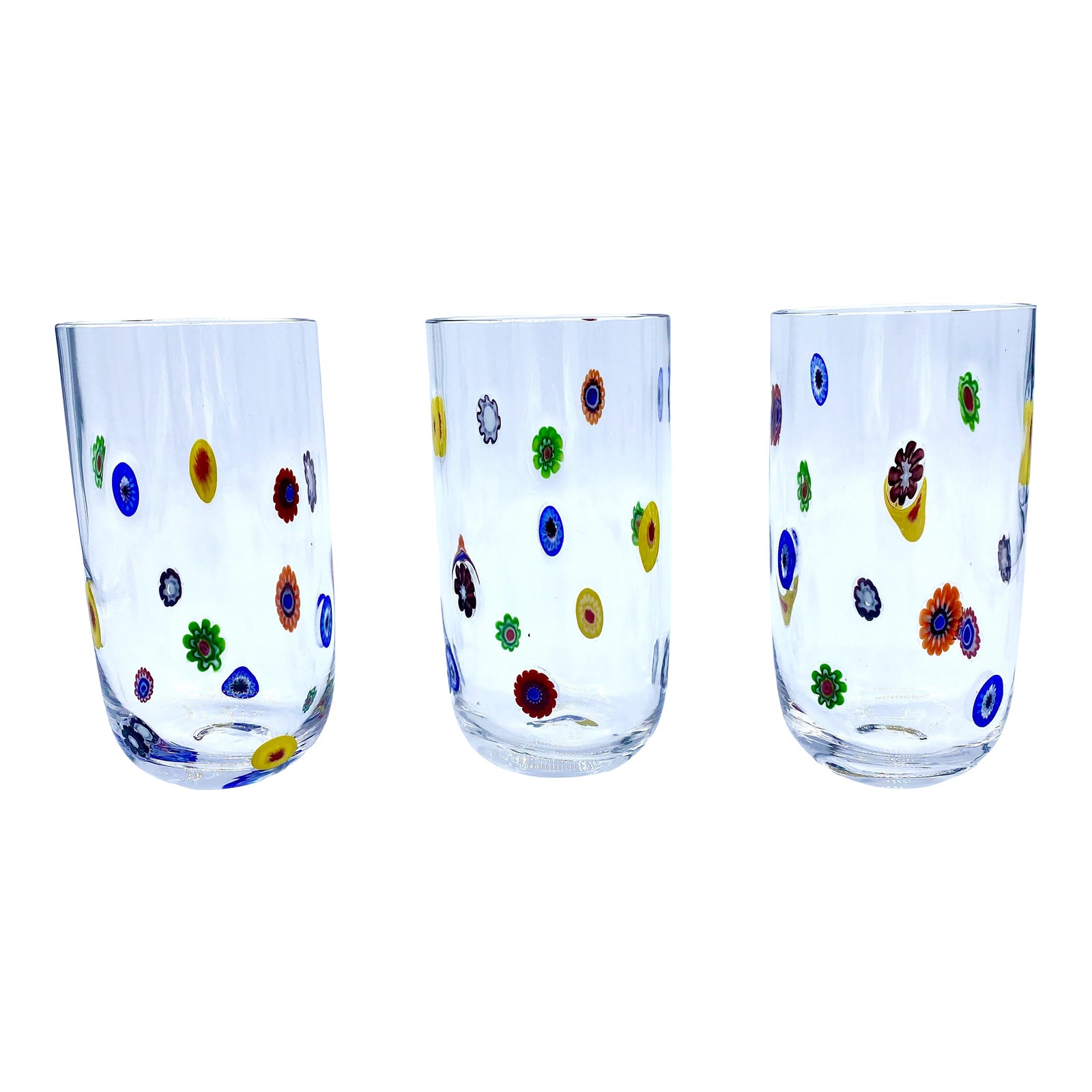 Vintage Leonardo Millefiori Murano Glass Drinking Tumblers 3 Chairish