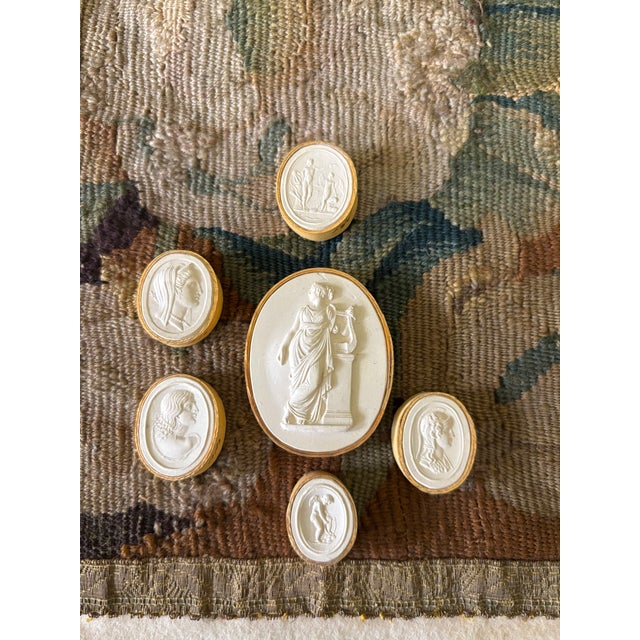 Antique Italian Grand Tour Plaster Intaglios - Set of 6 (Group #10) For Sale - Image 10 of 11