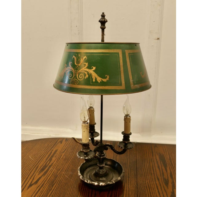 Forest Green Antique French Silver Plated Triple Bouillotte Desk Lamp, 1890s For Sale - Image 8 of 8