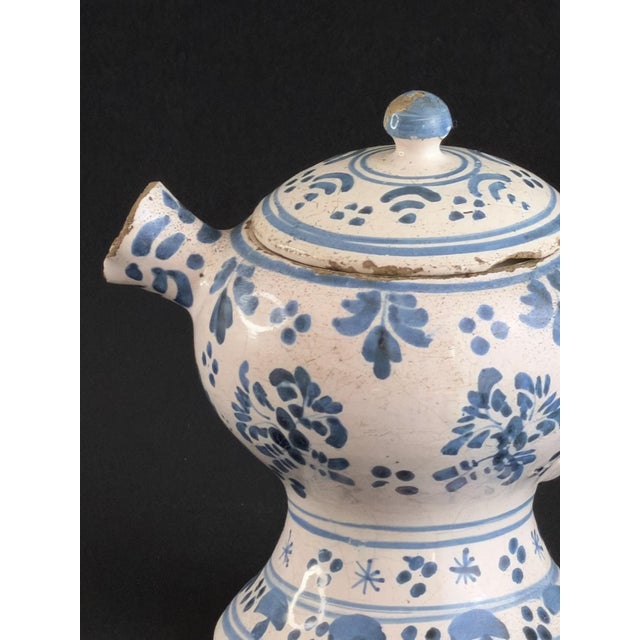 French Faience Blue and White Posset Pot, 1700s For Sale - Image 8 of 13