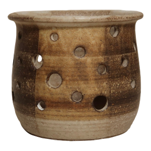 Late 20th Century Handmade Mid Century Modern Rustic Studio Vessel Candle Holder With Circle Cutouts