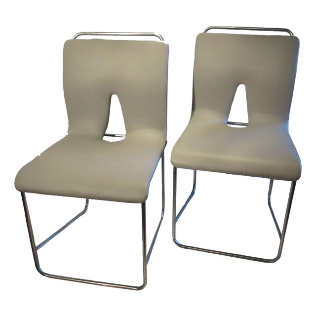 Mid-Century Italian Modern Grey Leather Chairs, Ca 1960 - Set of 2 For Sale
