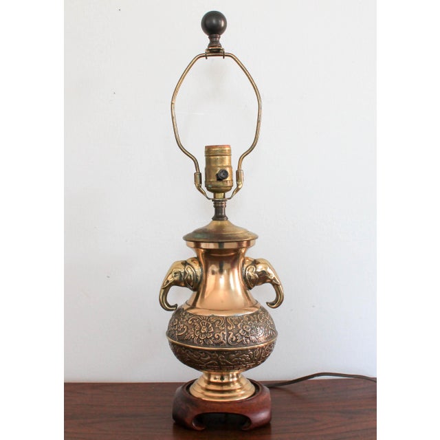 Vintage Brass Wood Elephant Table Lamp Chairish The second in our moon light series it gives off a soft warm glow making it perfect as a night light for a nursery or child's bedroom. vintage brass wood elephant table lamp