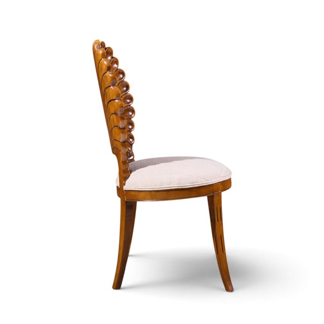 Wood Venetian Grotto Hollywood Regency Style Scalloped Shell Back Dining Chairs - Pair For Sale - Image 7 of 10