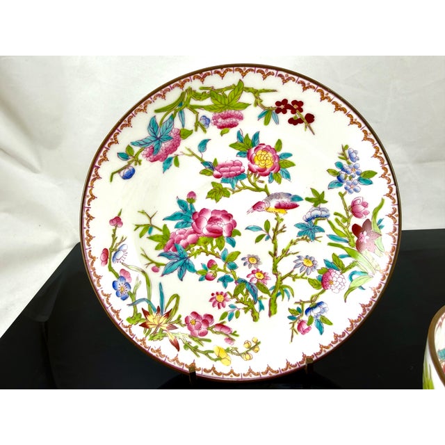 Mintons Art Pottery Studio Antique Mintons Cuckoo Tea Cup and Saucer Set Birds and Florals For Sale - Image 4 of 9