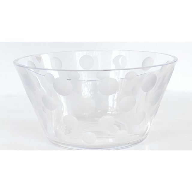 Orrefors Large Swedish Art Crystal Bowl by Artist Anne Nilsson for Orrefors With Cut Dot Pattern Signed For Sale - Image 4 of 12