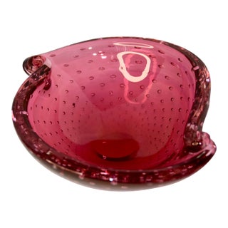 Murano Hand Blown Bubble Glass Bowl Element Shell in the Manner of Bullicante For Sale