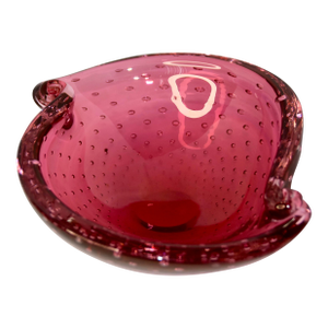Murano Hand Blown Bubble Glass Bowl Element Shell in the Manner of Bullicante