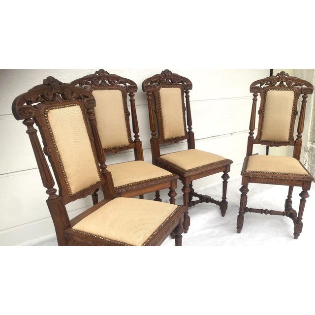 Neo-Renaissance Carved Wooden Chairs from Befos, 1880s, Befos, Set of 4 For Sale - Image 4 of 18