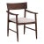 Walnut brown finish solid acacia wood frame dining arm chair with soft cream toned cotton blend seat. Each will vary in...