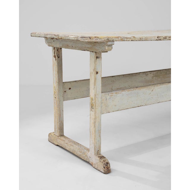 Rustic European 1900s Central European Wood White Patinated Table For Sale - Image 3 of 18