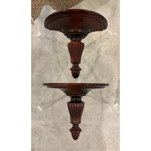Elegant pair of antique wooden wall mount display shelves CIRCA: Believed to be Early 20th Century, exact age unknown...