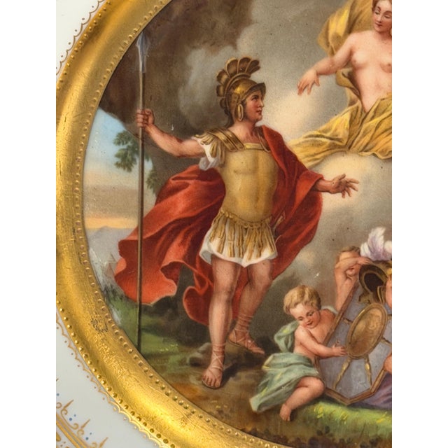 Late 19th Century Pair Vienna Mythological Porcelain Plates in Pierced Gilt-Bronze Roman Frames For Sale - Image 5 of 18