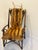 Gorgeous Adirondack bamboo armchair with real red Fox lush fur, cow horns, antlers. And antique teddy bear.