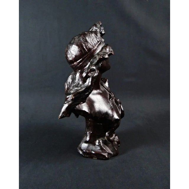 Art Nouveau Black Spelter Proof Bust of Cleopatra by Jean Foretay, 1890s-1910s For Sale - Image 9 of 15