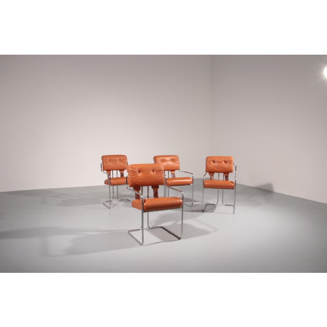 Silver Italian Tucroma Chairs by Guido Faleschini for i4 Mariani, 1970s, Set of 4 For Sale - Image 8 of 14