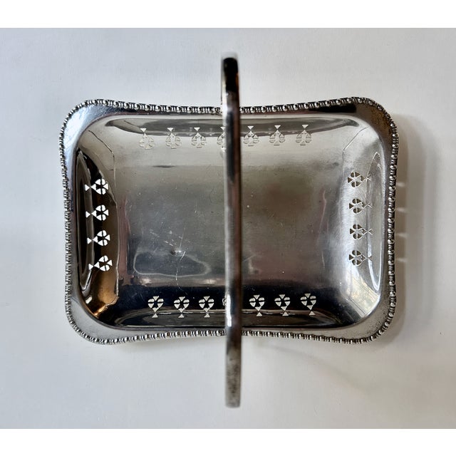 Cheltenham England Handled Silver Plate Pierced Basket For Sale - Image 12 of 18