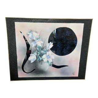 Vintage Large Postmodern 1980s Memphis Laurel Wall Art Mirror Painting Rare Deco 80s For Sale