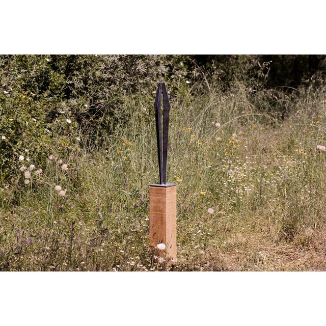 Signes Wall Sculpture in Natural Steel by Jean-Baptiste Van Den Heede Dimensions: D 21 x W 21 x H 75 cm Materials: Natural...