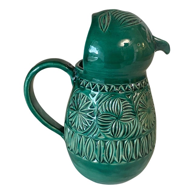 English Majolica Green Bird Jug, 1960 For Sale