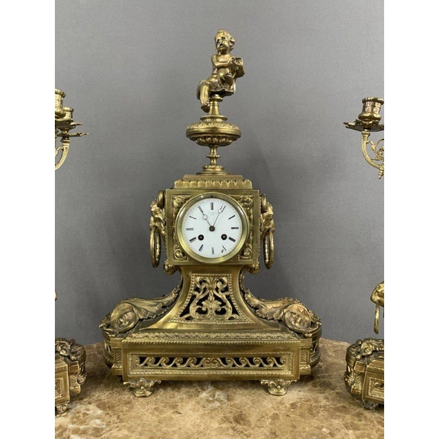 1950s Bronze Fireplace Set, 1950s, Set of 3 For Sale - Image 5 of 11