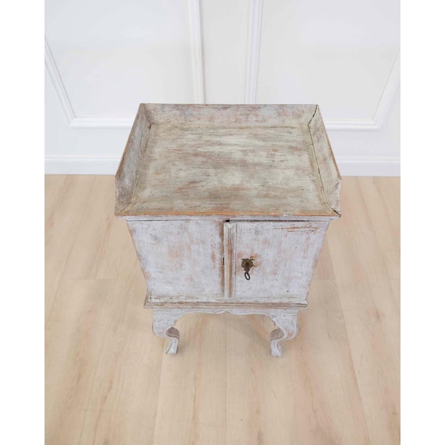 Rococo 18th Century Rococo Nightstand in Later Grey Paint For Sale - Image 3 of 9