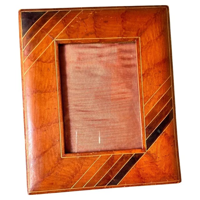 Picture Frame in Brown Leather in the style of Jacques Adnet, 1940 For Sale - Image 3 of 11