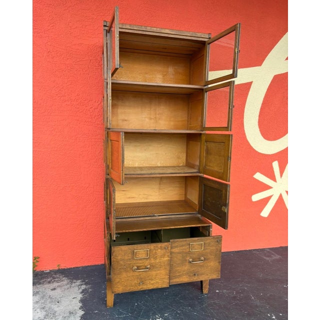 Art Deco Antique Modular Oak Storage Cabinet For Sale - Image 3 of 11