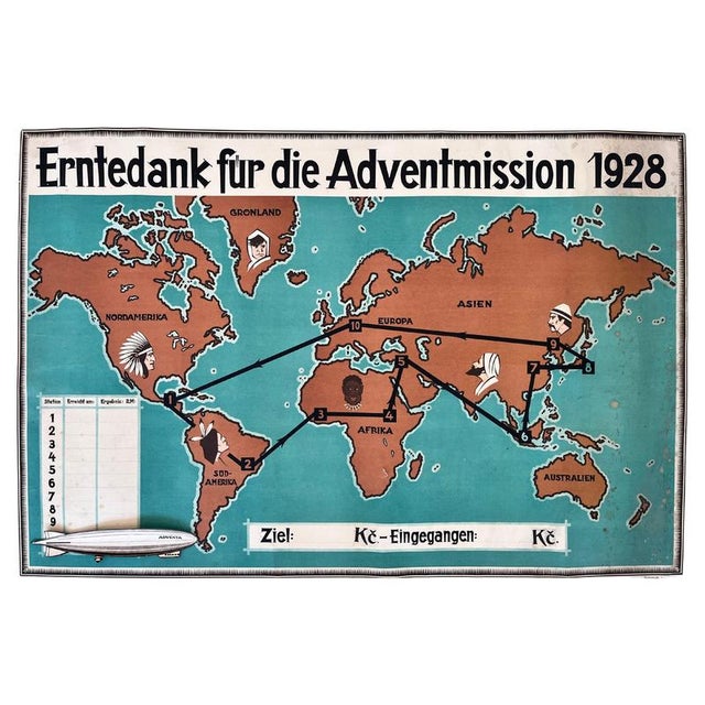 Vintage German Airship Travel Poster, 1930s For Sale - Image 10 of 10
