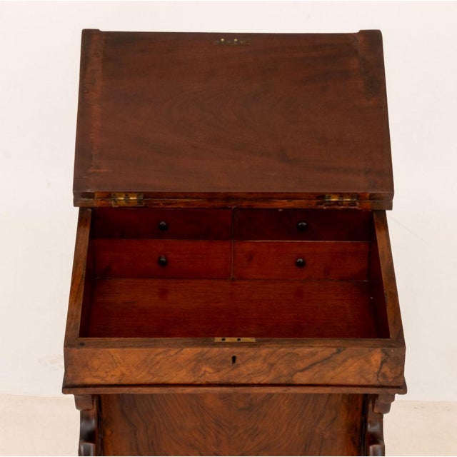 Victorian Burl Walnut Davenport Desk, 19th C. For Sale - Image 4 of 13