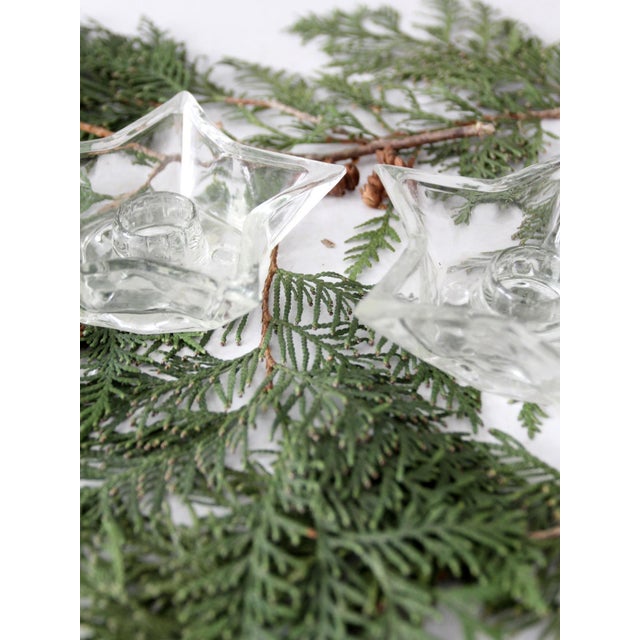 Vintage Cut Glass Star Candle Holders Pair For Sale - Image 6 of 10