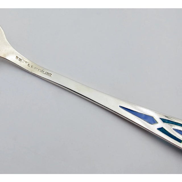 Silver Sterling Silver Plique-a-Jour Enamel Flatware Trio For Sale - Image 8 of 10