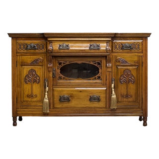 Antique Art Nouveau Walnut Sideboard, 1900s For Sale