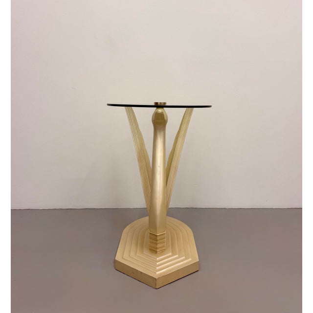 Mid 20th Century Vintage Art Deco Swan Glass Top Side Table For Sale - Image 5 of 8