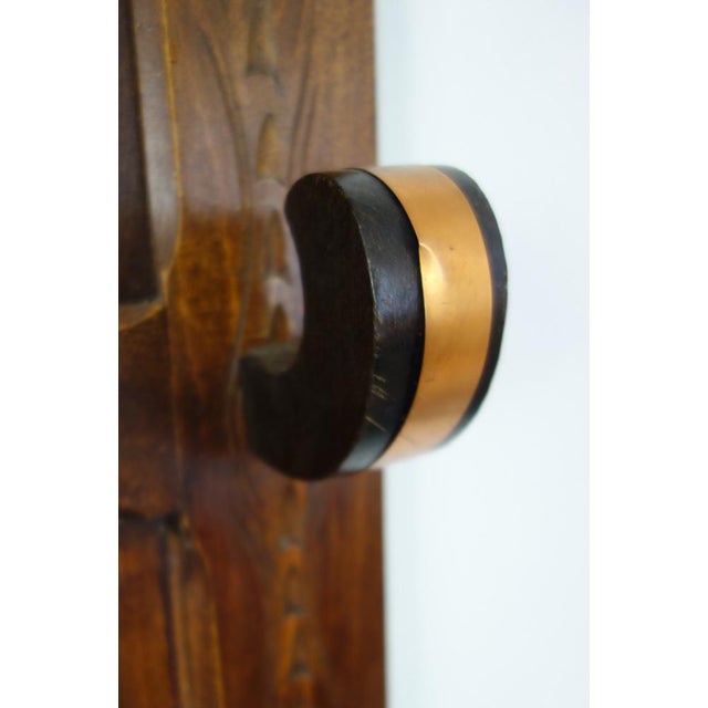 Brown Folk Art Coat Rack in Carved Wood, 1960s For Sale - Image 8 of 9