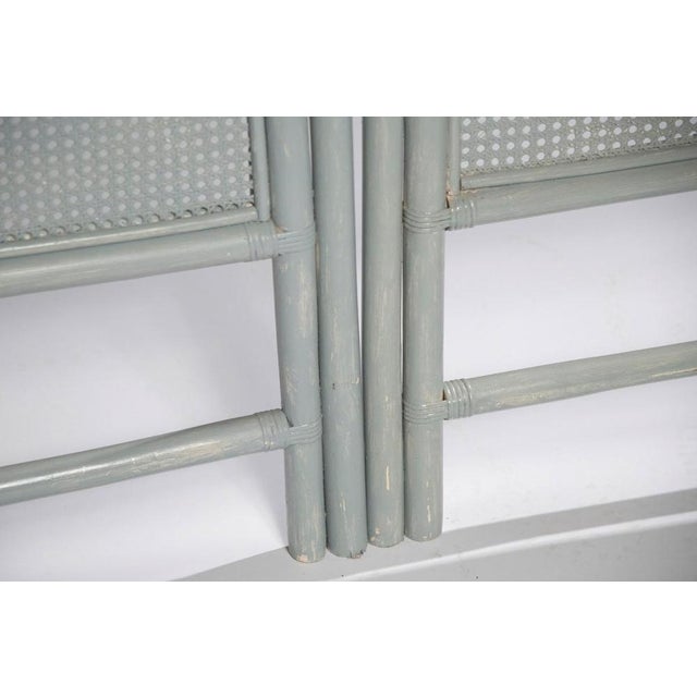 Vintage Distressed Rattan and Bamboo Headboard and Bedside Tables, 1970s, Set of 4 For Sale - Image 10 of 17