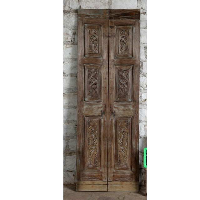 Vintage Door Artisan Carved Wood Hinged or Sliding Barn Door 80x28 For Sale