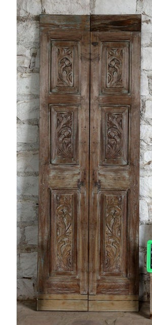 Vintage Door Artisan Carved Wood Hinged or Sliding Barn Door 80x28