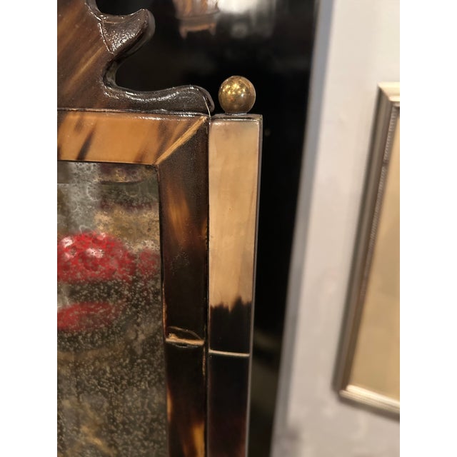 Vintage English Horn & Aged Mirror Dressing Tabletop Mirror For Sale - Image 4 of 12
