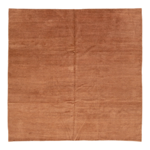 8 X 8 Modern Tibetan Wool & Silk Rug in Pale Cooper Color With Striped Design