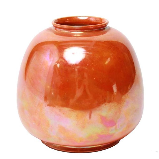 Ruskin English Orange Lustre Pottery Vase Chairish