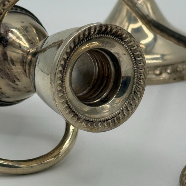 Vintage Mid-Century Sterling Silver Weighted 3-Arm Duchin Creation Candelabra For Sale - Image 4 of 10