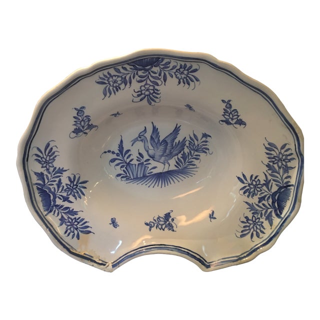 19th C French Malicorne Faience Serving/Barber Bowl by Emile Tessier For Sale