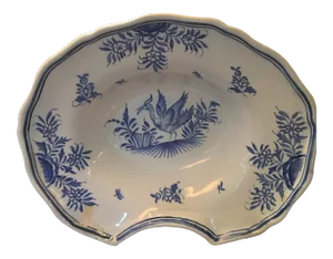 19th C French Malicorne Faience Serving/Barber Bowl by Emile Tessier