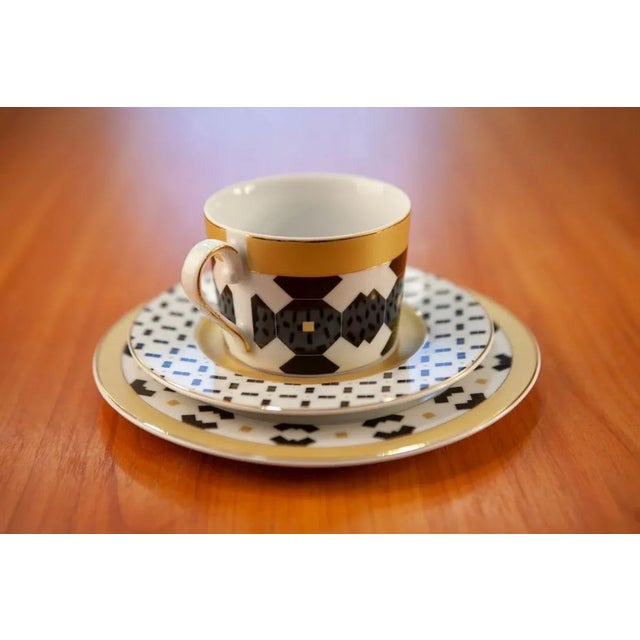 250 ml Cups with Saucer and Dessert Plate by Jenny Pierrot for Zaklady Porcelany Cmielow, Set of 2 For Sale - Image 6 of 11