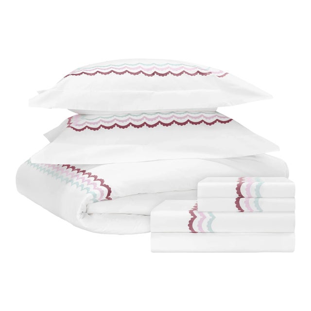Celerie Kemble + Hamburg House Whimsical Wine Scallop Twin Bedding Set For Sale