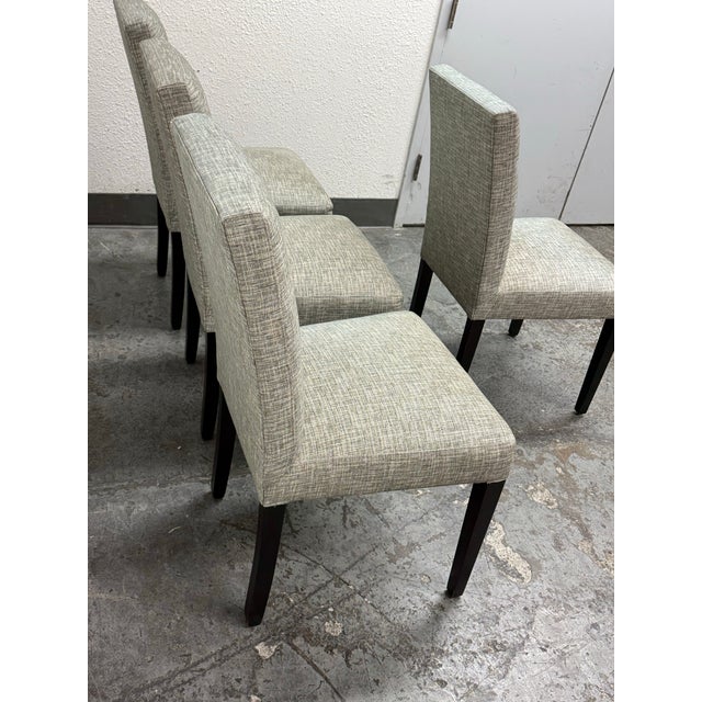 Gray Crate & Barrel Tufted Parsons Dining Chairs, Set of Four For Sale - Image 8 of 12