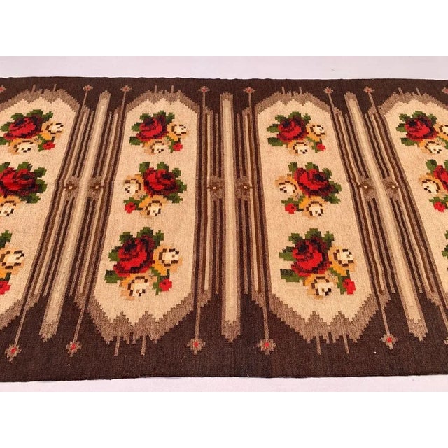 Textile Large Vintage Moldovan Wool Square Kilim Rug For Sale - Image 7 of 9