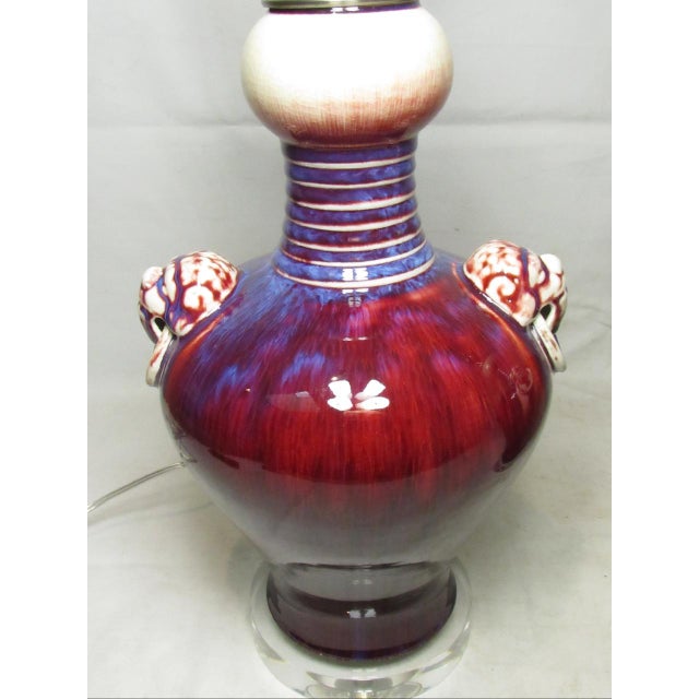 Pair of Chinese Porcelain Flambé Lamps For Sale - Image 9 of 16