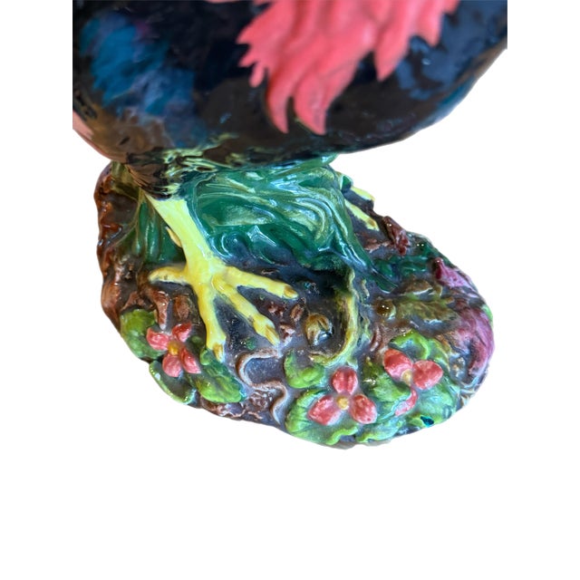 Richly-Glazed Hand-Painted Ceramic Rooster, Signed For Sale - Image 11 of 13